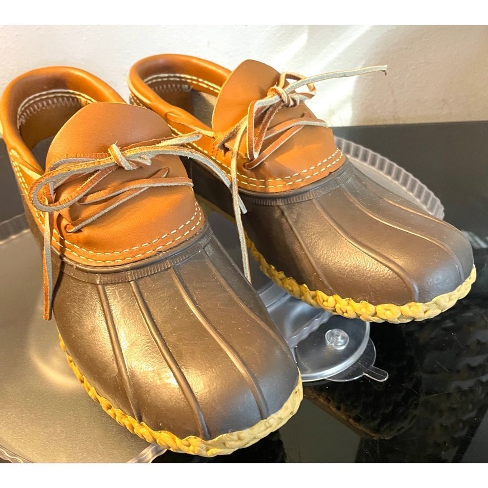 L.L. Bean Men's Bean Boots, Rubber Mocs Size 8 Medium Brown/Tan - Picture 5 of 13